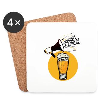 annonce biere chope binouse mousse alcool couleur - Dessous de verre (lot de 4) - blanc - Devant