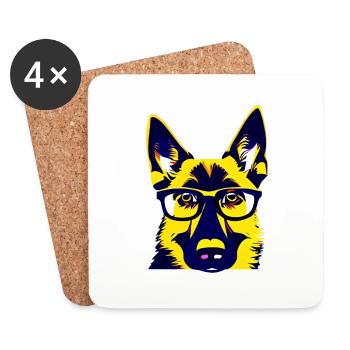 Chien Amour Berger Allemand Chien Chien Propriétaire Chien Chien - Dessous de verre (lot de 4) - blanc - Devant