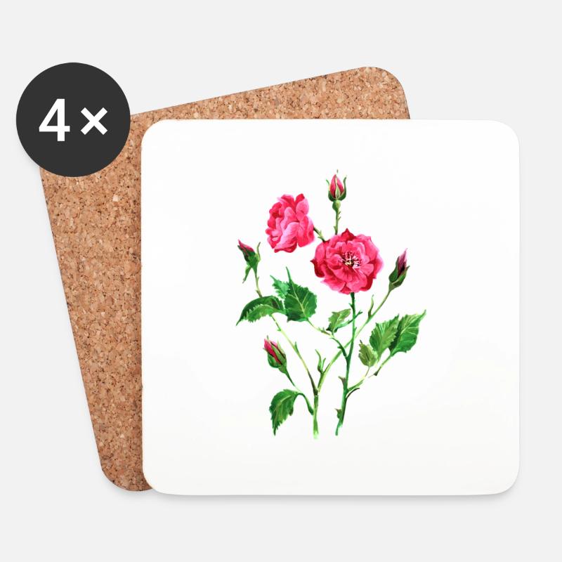 Blumen - Untersetzer (4er-Set) - Weiß