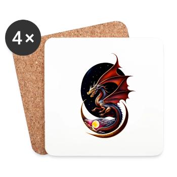Night Dragon - Coasters (set of 4) - white - Front