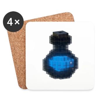 3D-Design 3D-Würfel Schwarze Flasche & Ozeanblauer Trank - Untersetzer (4er-Set) - Weiß - Vorne