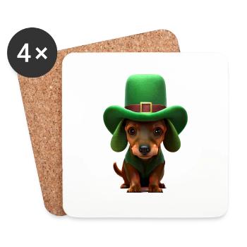 Dachshund dog St Patricks Day dog owner dogs - Coasters (set of 4) - white - Front