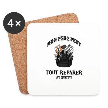 Mon père peut tout réparer, ou presque - Dessous de verre (lot de 4) - blanc - Devant