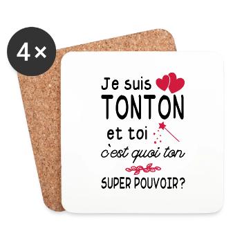 je suis tonton / cadeau humour tonton - Dessous de verre (lot de 4) - blanc - Devant