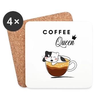 "Coffee Queen" - Untersetzer (4er-Set) - Weiß - Vorne
