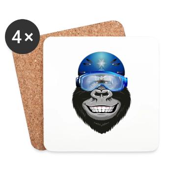 Gorilla with goggles and helmet - Coasters (set of 4) - white - Front