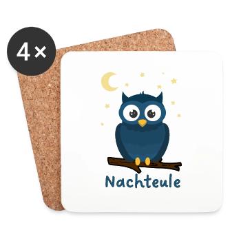 Nachteule Eule Nacht Sterne Mond - Untersetzer (4er-Set) - Weiß - Vorne
