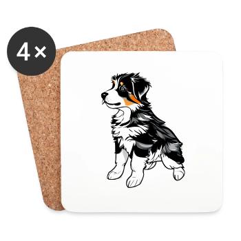 Berger australien chien chiot propriétaire de chien - Dessous de verre (lot de 4) - blanc - Devant