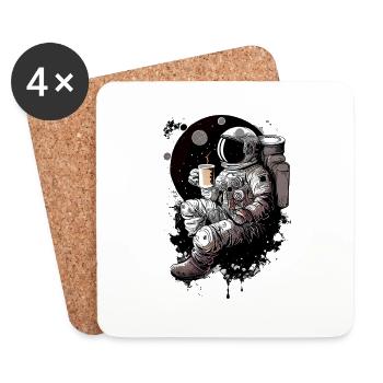 Astronaute sur la lune - Dessous de verre (lot de 4) - blanc - Devant