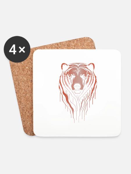 Großer Braunbär - Untersetzer (4er-Set) - Weiß