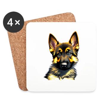 Propriétaire de chien Chien Chiot Berger allemand - Dessous de verre (lot de 4) - blanc - Devant