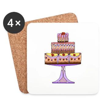 Cake - Coasters (set of 4) - white - Front