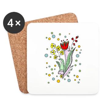 Blumen - Untersetzer (4er-Set) - Weiß - Vorne