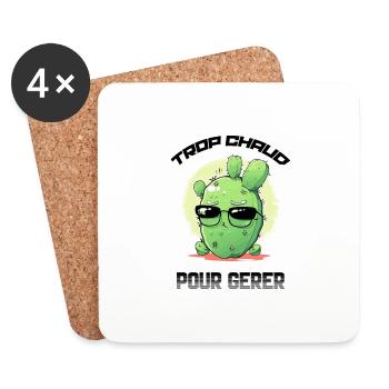 La cactus aux lunettes de soleil - Dessous de verre (lot de 4) - blanc - Devant