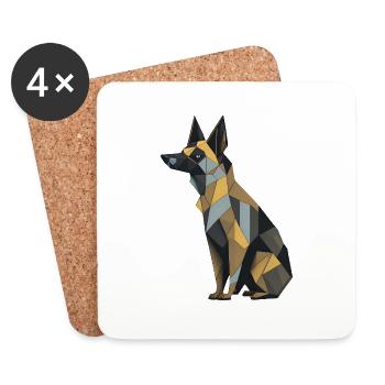 Geometric German Shepherd Dog - Coasters (set of 4) - white - Front