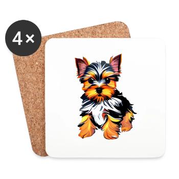 Propriétaire de chiot Dog Yorkshire Terrier Dog - Dessous de verre (lot de 4) - blanc - Devant