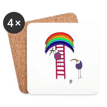 Vögel mit Regenbogen - Untersetzer (4er-Set) - Weiß - Vorne