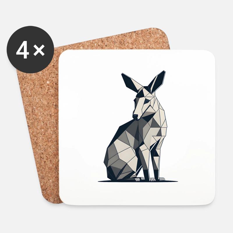 Geometric Kangaroo - Coasters (set of 4) - white