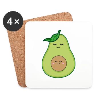 Avocado - Schwangerschafts - Design - Untersetzer (4er-Set) - Weiß - Vorne