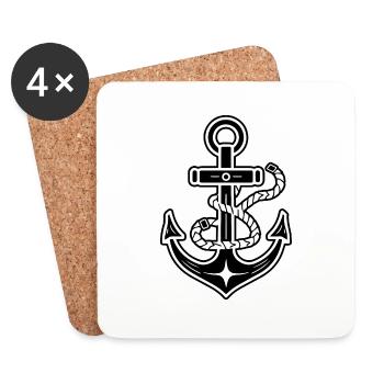 Anchor Boat Ship Nautical - Coasters (set of 4) - white - Front