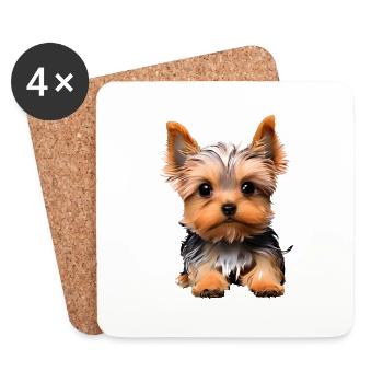 Dog owner dog Yorkshire Terrier puppy - Coasters (set of 4) - white - Front