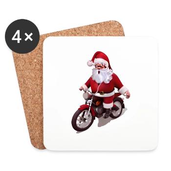 Noël Père Noël Motocross Motocross - Dessous de verre (lot de 4) - blanc - Devant