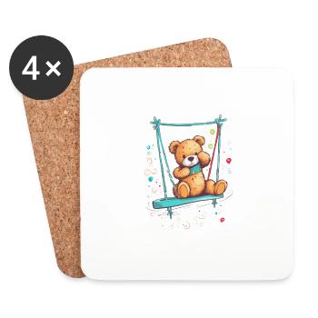 Teddy sur sa balançoire - Dessous de verre (lot de 4) - blanc - Devant