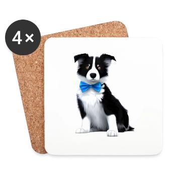 Propriétaires de chiens Border Collie Chiens Amoureux des chiens - Dessous de verre (lot de 4) - blanc - Devant