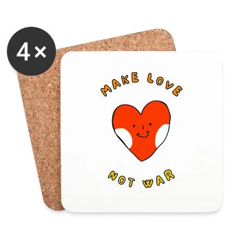 Herz mit "Make love not war" - Untersetzer (4er-Set) - Weiß - Vorne