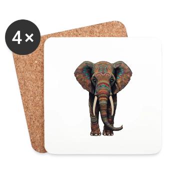 Majestic Elephant - Coasters (set of 4) - white - Front