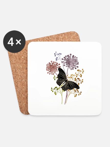 Schmetterling - Untersetzer (4er-Set) - Weiß