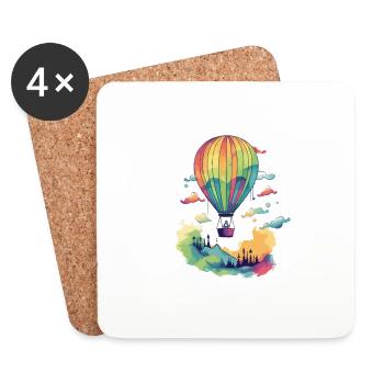 Multicolored hot air balloon - Coasters (set of 4) - white - Front