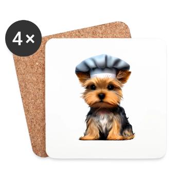 Yorkshire Terrier Restaurateur Puppy Cooking Dog - Coasters (set of 4) - white - Front
