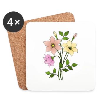 Fleur - Dessous de verre (lot de 4) - blanc - Devant