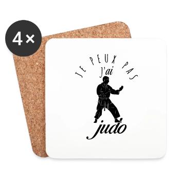 Je peux pas j'ai judo - accompagne sur le tatami - Dessous de verre (lot de 4) - blanc - Devant