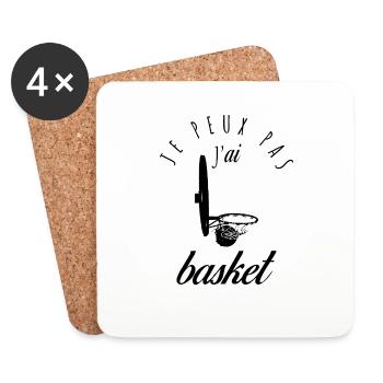 Je peux pas, j'ai basketball - basket - Dessous de verre (lot de 4) - blanc - Devant