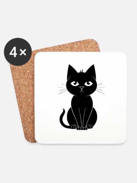 Katze Katzen Kätzchen Katzendame - Untersetzer (4er-Set) - Weiß
