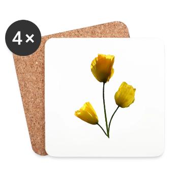 Poppy yellow poppies - Coasters (set of 4) - white - Front