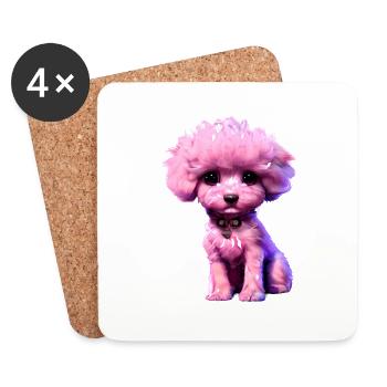 Chien Amour Caniche Chiot Chien Chiot Caniche Propriétaire de chien - Dessous de verre (lot de 4) - blanc - Devant