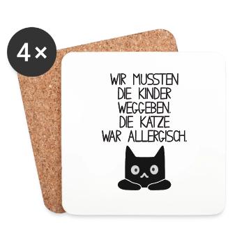 Kinder Allergie - Katze - Untersetzer (4er-Set) - Weiß - Vorne