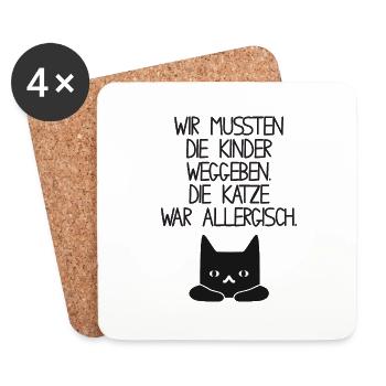 Kinder Allergie - Katze - Untersetzer (4er-Set) - Weiß - Vorne