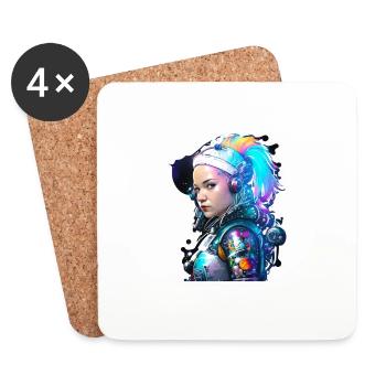Space woman astronaut milkyway rainbow - Coasters (set of 4) - white - Front