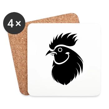 Chicken Chicken House Poultry Rooster Farm - Coasters (set of 4) - white - Front