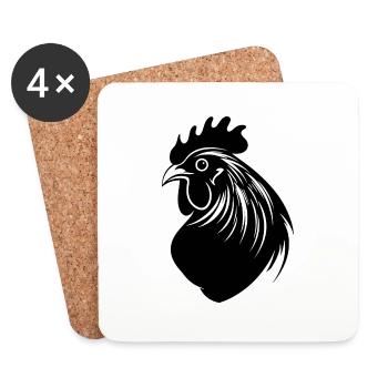 Chicken Chicken House Poultry Rooster Farm - Coasters (set of 4) - white - Front