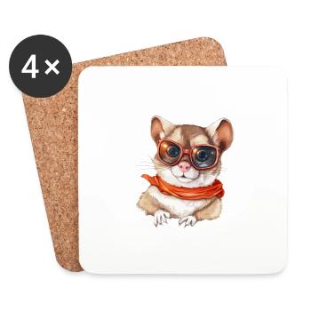 Lilo l'écureuil à lunettes - Dessous de verre (lot de 4) - blanc - Devant