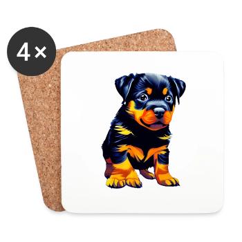 Puppy Rottweiler Dog Rottweiler Puppy Dogs - Coasters (set of 4) - white - Front