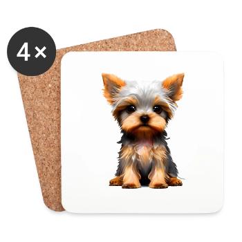 Dog Owner Yorkshire Terrier Puppy Dog - Coasters (set of 4) - white - Front