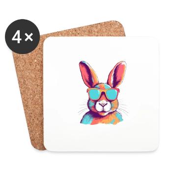 Greg der bebrillte Hase - Untersetzer (4er-Set) - Weiß - Vorne