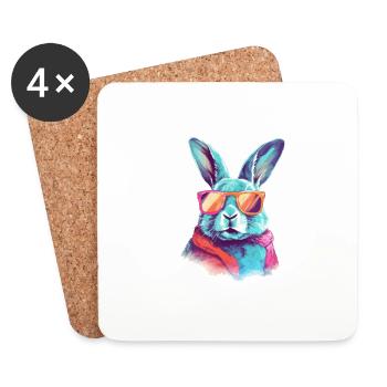 Tom le lapin à lunettes - Dessous de verre (lot de 4) - blanc - Devant