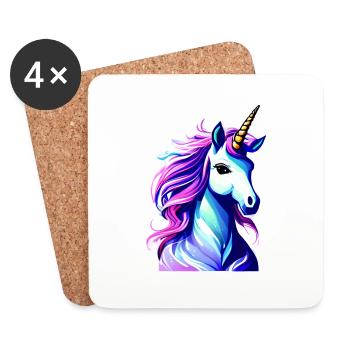 Licorne Mythique Animal Fille Licornes Licorne - Dessous de verre (lot de 4) - blanc - Devant